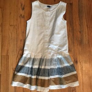 Girls GAP cream dress with blue/beige dotted skirt
